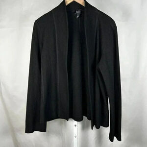 Eileen Fisher Size Large Waffle Knit Cardigan Open Front Long Sleeve Comfort